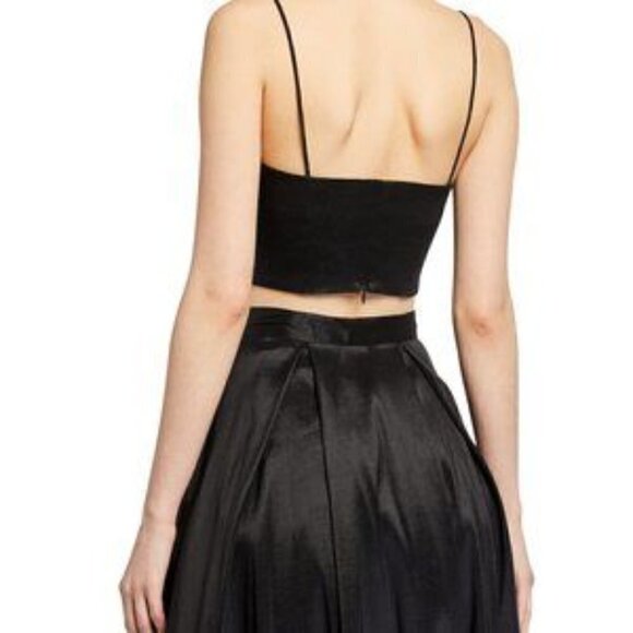 New Likely Rosaline Cropped Sateen Adjustable Straps Cami Top In Black NWT Sz M - Picture 2 of 8